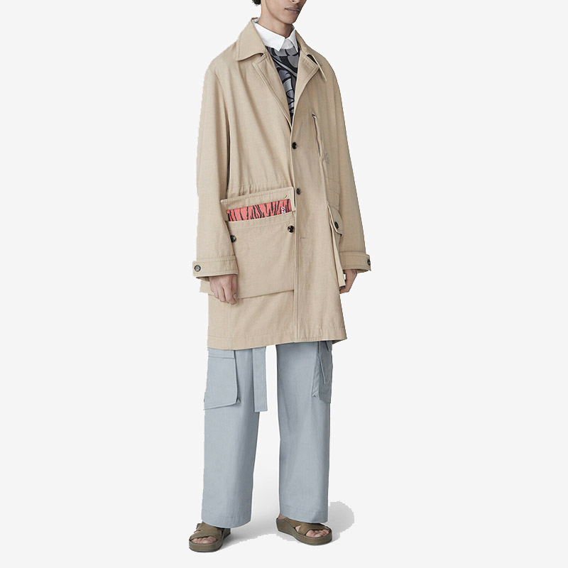 KENZO SS21 Khaki Cotton Straight-Cut Button Trench Coat. FB55MA0065AA-11 圖 4