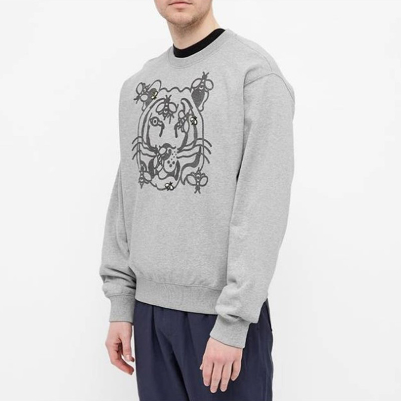 KENZO SS21 Letter Pattern Fleece Crewneck Sweatshirt Pearl Grey Winter Style FB55SW0184MO-94 圖 4