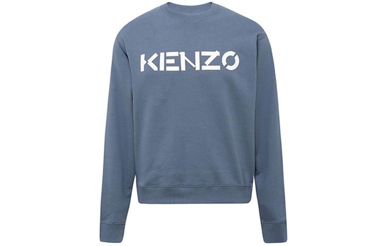 KENZO SS21 Light Blue Pullover Sweatshirt with Logo Print FA65SW0004MD-67