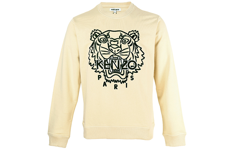 KENZO SS21 Light Yellow Tiger Graphic Crewneck Sweatshirt FB55SW1204MP-08