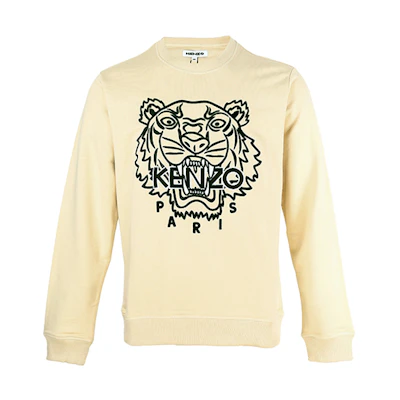 KENZO SS21 Light Yellow Tiger Graphic Crewneck Sweatshirt FB55SW1204MP-08