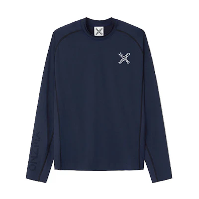 KENZO SS21 Little X Crewneck Long Sleeve T-Shirt Blue FB55TS0244JS-77