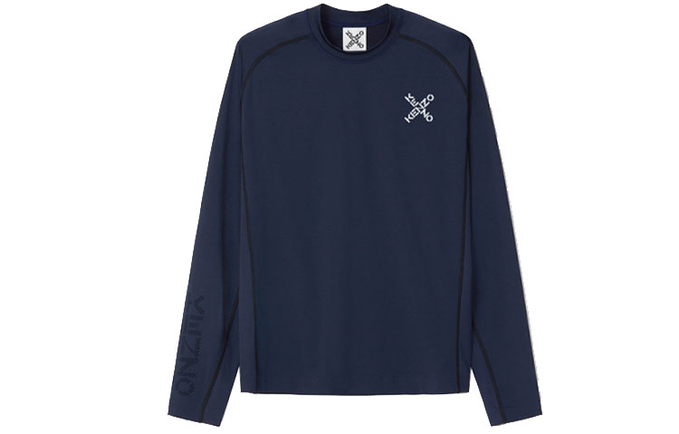 Order KENZO SS21 小X刺繡藍色長袖圓領T恤 FB55TS0244JS-77