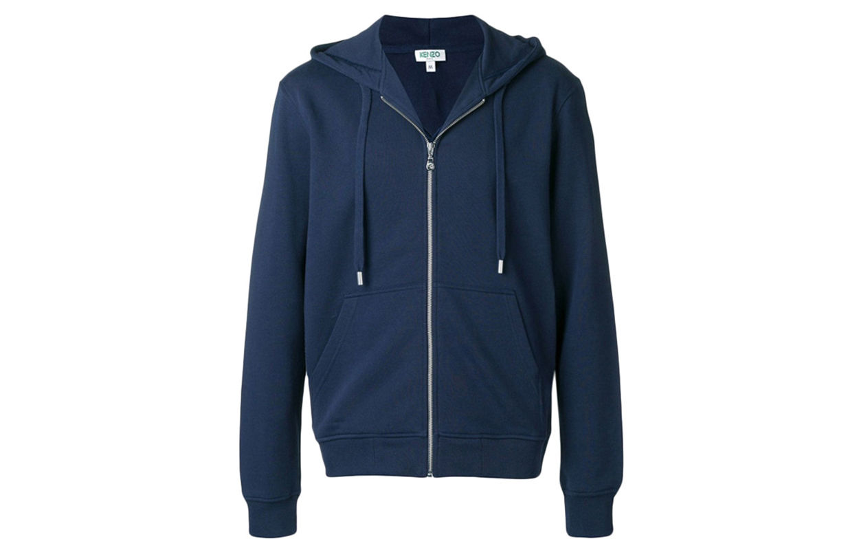 KENZO SS21 Logo Print Cotton Zip Hoodie Jacket - Navy Blue F865BL7224MD-78