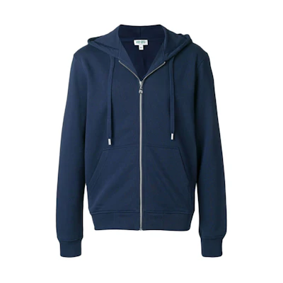 KENZO SS21 Logo Print Cotton Zip Hoodie Jacket - Navy Blue F865BL7224MD-78