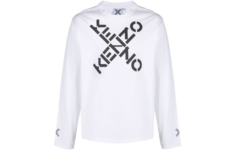 Order KENZO SS21 白色長袖Logo印花圓領T恤 FB55TS1534SK-01