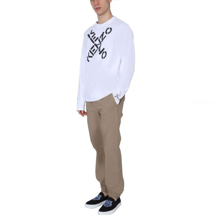 Details for KENZO SS21 白色長袖Logo印花圓領T恤 FB55TS1534SK-01