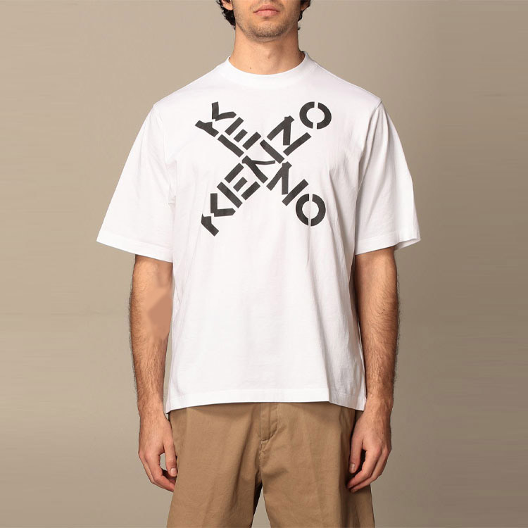 Shop KENZO SS21 Camiseta Blanca de Manga Corta con Logo Impreso FA65TS5024SJ-01