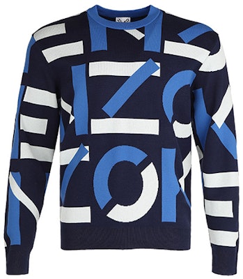 KENZO SS21 Navy Bercorak Penuh Knit Pullover Sweater FB55PU5313SC-77 Buy KENZO SS21 Navy Bercorak Penuh Knit Pullover Sweater FB55PU5313SC-77