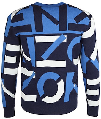 KENZO SS21 Navy Bercorak Penuh Knit Pullover Sweater FB55PU5313SC-77 Lookbook KENZO SS21 Navy Bercorak Penuh Knit Pullover Sweater FB55PU5313SC-77