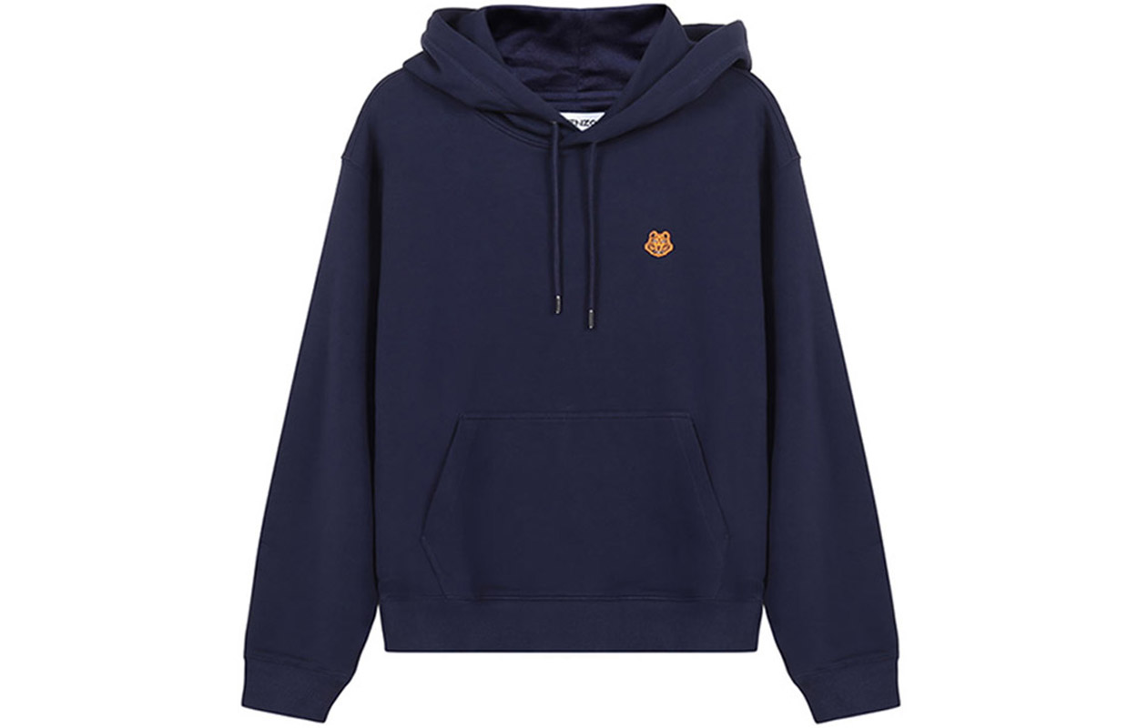 KENZO SS21 Navy Blue Hoodie with Embroidered Tiger Head. FB55SW3604ML-76