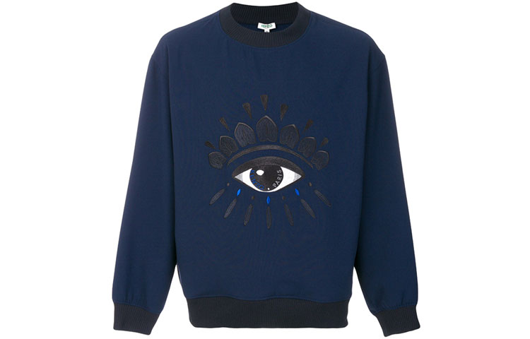 KENZO SS21 Navy Cotton Cartoon Eye Graphic Sweatshirt F855SW6041RN-76