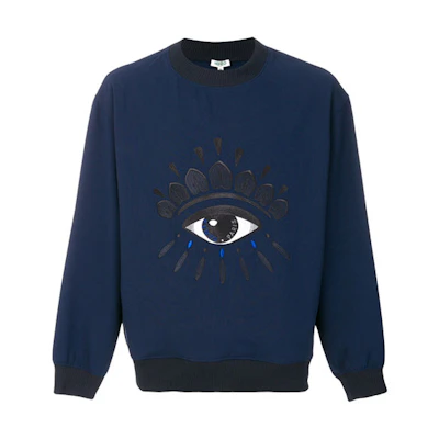 KENZO SS21 Navy Cotton Cartoon Eye Graphic Sweatshirt F855SW6041RN-76