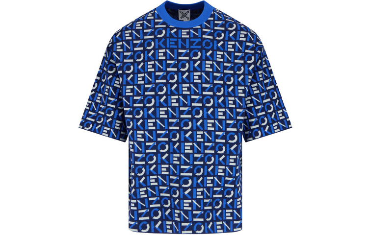 Order KENZO スポーツモノグラムロゴ半袖セーター ブルー メンズウェア SS21. FB55PU5823SC-77