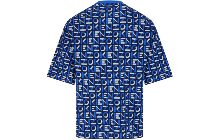 Lookbook KENZO スポーツモノグラムロゴ半袖セーター ブルー メンズウェア SS21. FB55PU5823SC-77