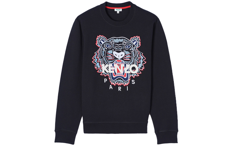 KENZO SS21 Spring/Summer Tiger Embroidery Sweatshirt Black Long Sleeve FA55SW0014XA-99