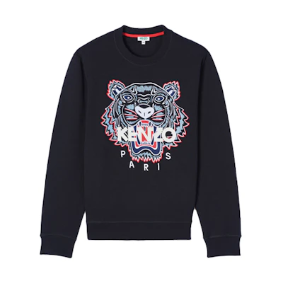 KENZO SS21 Spring/Summer Tiger Embroidery Sweatshirt Black Long Sleeve FA55SW0014XA-99