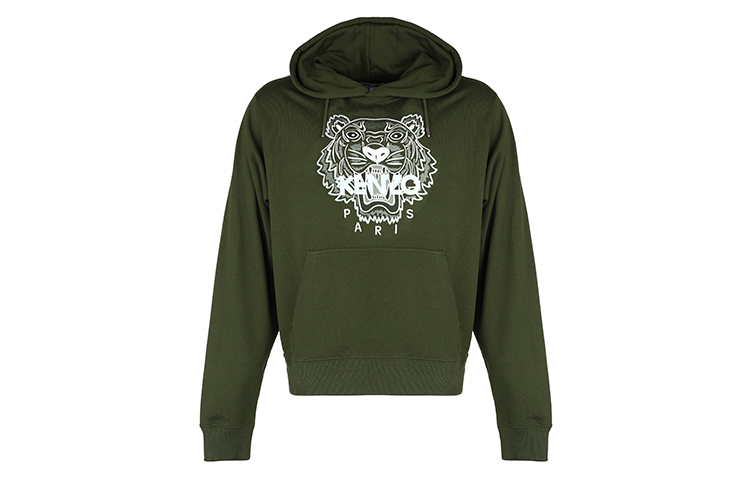 KENZO SS21 Tiger Embroidered Hoodie Dark Green FB55SW3104XA-51