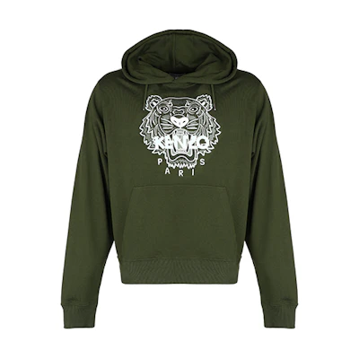 KENZO SS21 Tiger Embroidered Hoodie Dark Green FB55SW3104XA-51