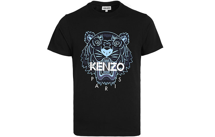 KENZO SS21 Tiger Graphic Cotton Unisex T-Shirt Black. 5TS0204YA-99