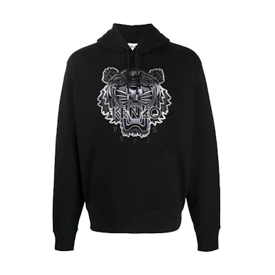 KENZO SS21 Tiger Print Hoodie Black Pullover FB55SW3164XG-99