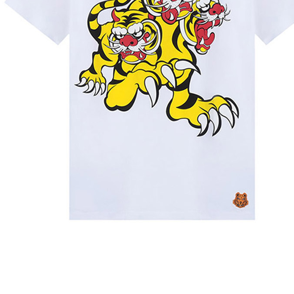 Sizing KENZO SS21 白色圓領三虎圖案短袖T恤。 FB55TS0714SJ-01