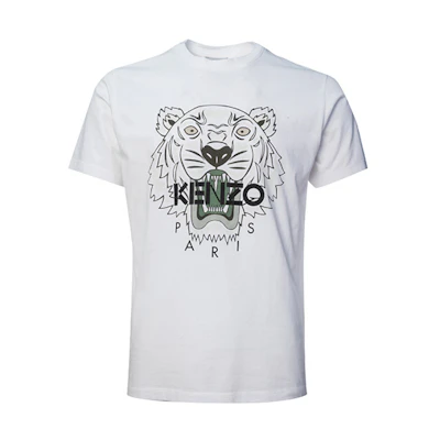 KENZO SS21 White T-Shirt with Tiger Graphic Print FB55TS0204YA-01B