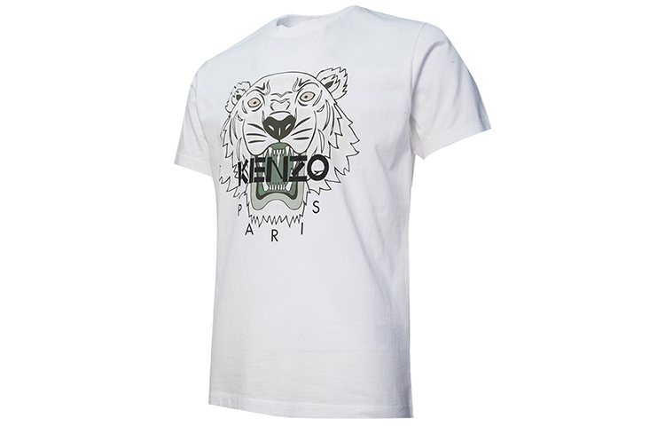 Shop KENZO SS21 白色老虎图案印花T恤 FB55TS0204YA-01B
