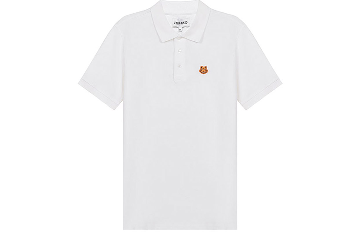 KENZO SS21 White Tiger Embroidered Polo Shirt. FA65PO0014PU-01B