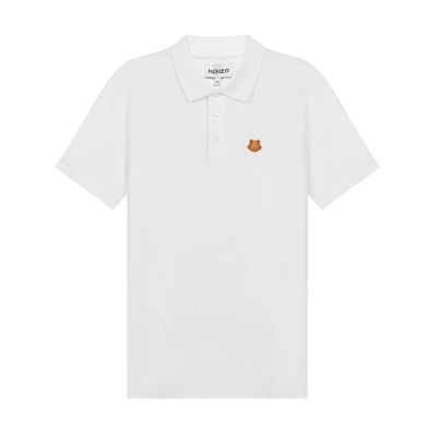 KENZO SS21 White Tiger Embroidered Polo Shirt. FA65PO0014PU-01B