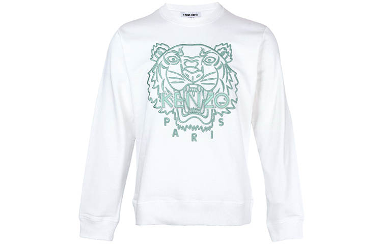 KENZO SS21 White Tiger Graphic Slim Fit Pullover Sweatshirt FB55SW1204MP-01