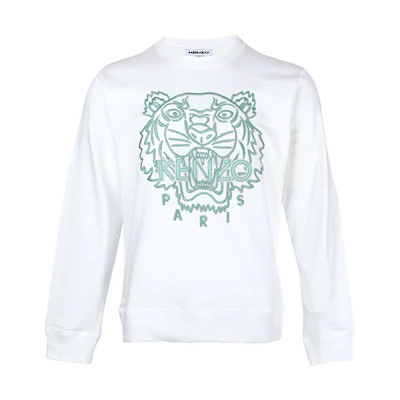 KENZO SS21 White Tiger Graphic Slim Fit Pullover Sweatshirt FB55SW1204MP-01