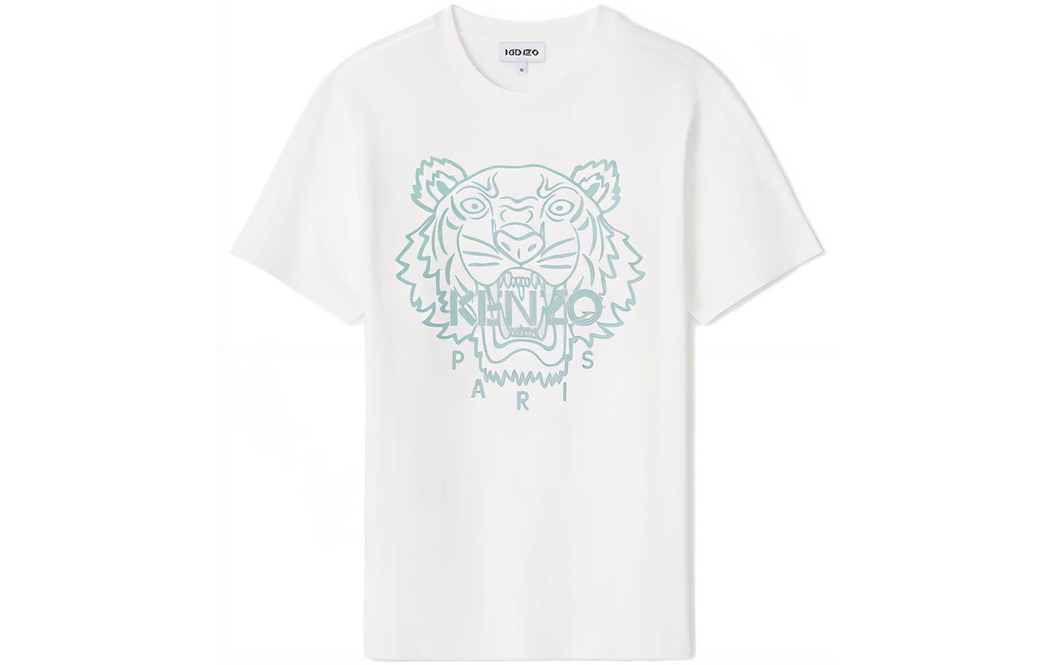 KENZO SS21 White Tiger Head Graphic Crewneck T-Shirt FB55TS0204SF-01B