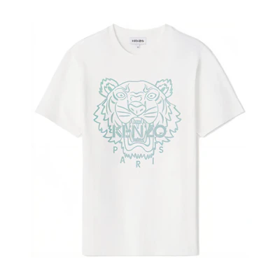 KENZO SS21 White Tiger Head Graphic Crewneck T-Shirt FB55TS0204SF-01B