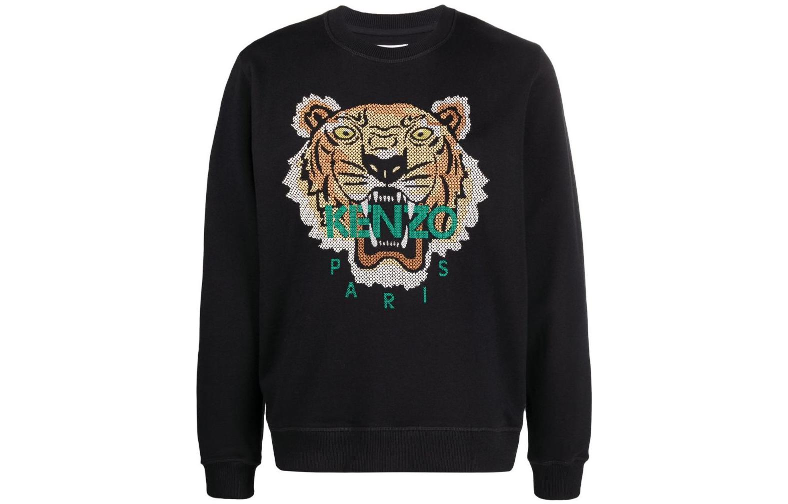 Order KENZO SS22  Black Crewneck Sweatshirt with Tiger Logo. FC65SW1404XD99
