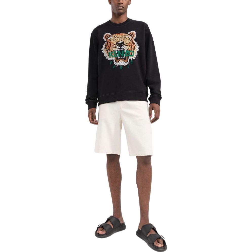 Lookbook KENZO SS22  Black Crewneck Sweatshirt with Tiger Logo. FC65SW1404XD99