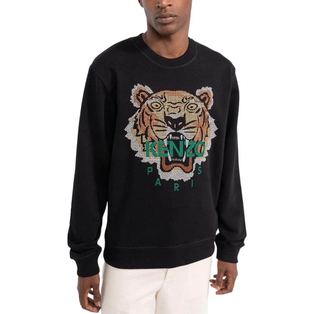 Purchase KENZO SS22  Black Crewneck Sweatshirt with Tiger Logo. FC65SW1404XD99