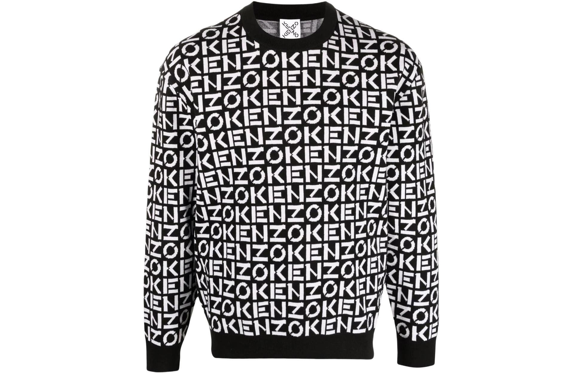 KENZO SS22  Black Logo Knit Long Sleeve Sweater. FC55PU6913SC-99
