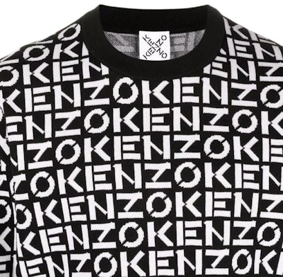 겐조 SS22 블랙 로고 니트 긴팔 스웨터. FC55PU6913SC-99 1