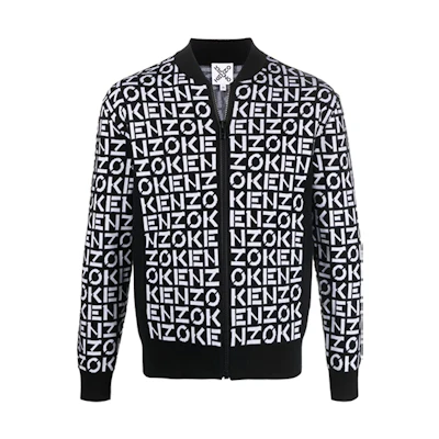 KENZO SS22 Black Logo Printed Zip-Up Jacket FC55BL6913SC-99
