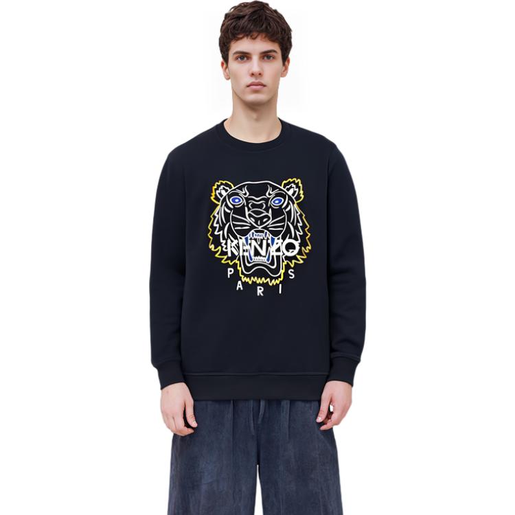 Sizing KENZO SS22 黑色刺繡虎頭標誌長袖圓領衛衣 FC55SW1294XH-99