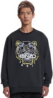 KENZO SS22 黑色刺繡虎頭標誌長袖圓領衛衣 FC55SW1294XH-99 Cheap KENZO SS22 黑色刺繡虎頭標誌長袖圓領衛衣 FC55SW1294XH-99