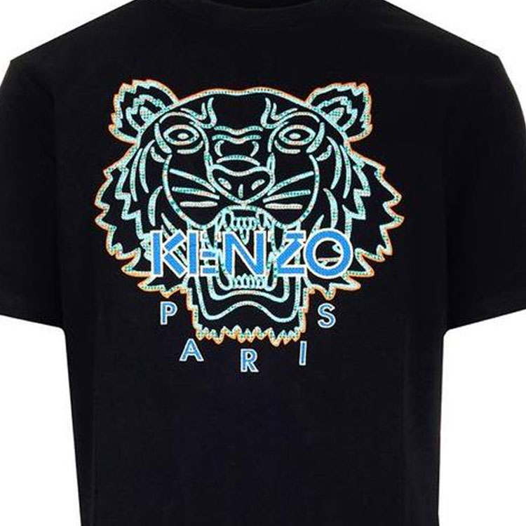 Sizing KENZO 黑色虎头标志短袖T恤 SS22款 FC55TS218-CSI-99
