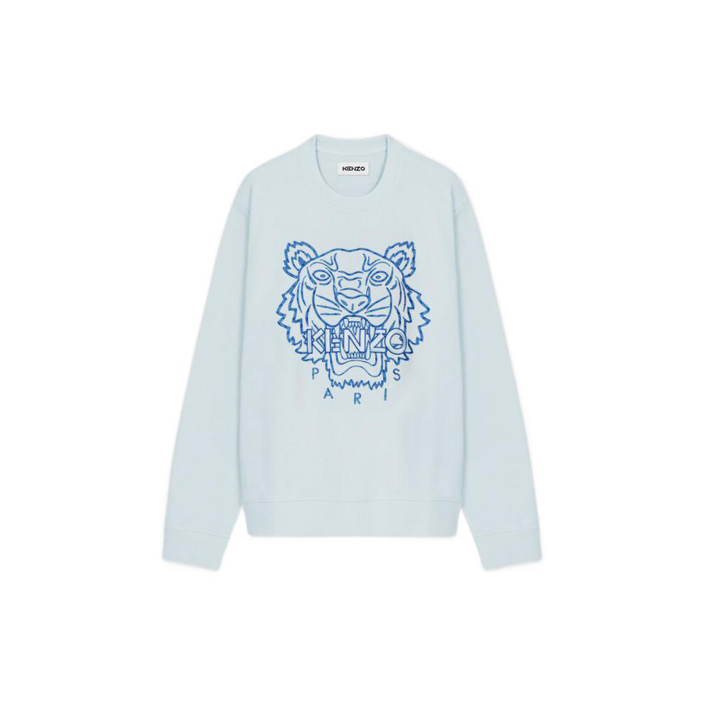 KENZO SS22  Blue Crewneck Pullover Sweatshirt with Tiger Head Design FC55SW1284XF-64