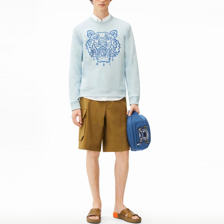 KENZO SS22  Blue Crewneck Pullover Sweatshirt with Tiger Head Design FC55SW1284XF-64 圖 3