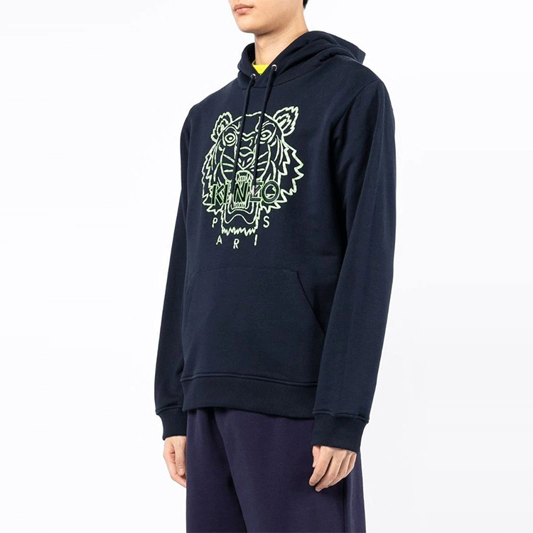 Details for KENZO SS22 Hoodie Biru dengan Logo Kepala Harimau Bordir. FC55SW3384XF-77