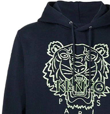 KENZO SS22 Hoodie Biru dengan Logo Kepala Harimau Bordir. FC55SW3384XF-77 Sizing KENZO SS22 Hoodie Biru dengan Logo Kepala Harimau Bordir. FC55SW3384XF-77