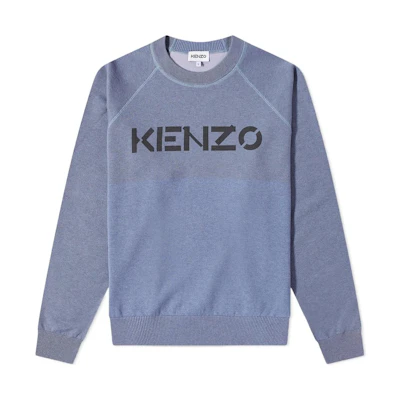 KENZO SS22 Blue Letter Print Cotton Crewneck Sweatshirt. FC55PU6843LB-62