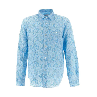 KENZO SS22 Blue Logo Cotton Long Sleeve Shirt FC55CH4019S8-69