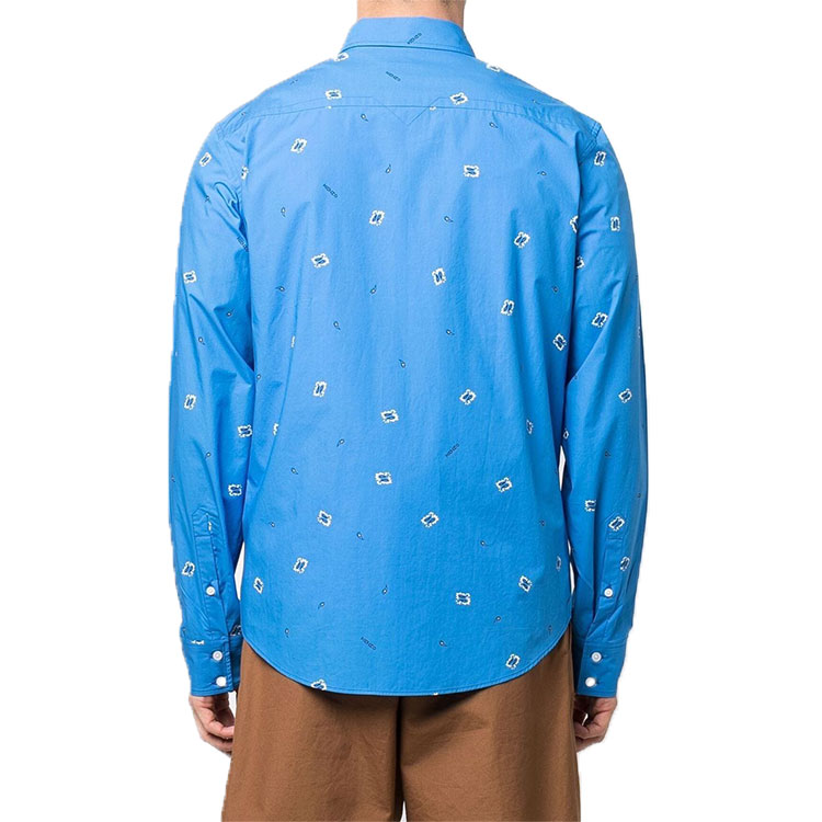 Shop ケンゾー SS22 ブルー長袖シャツ パリプリント付き FC55CH2009I5-71